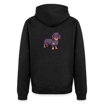 Dachshund - Unisex Premium Bio Zip Hoodie - Schwarz - Hinten - Nico (187cm)