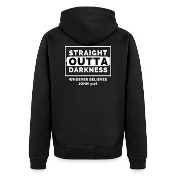 STRAIGHT OUTTA DARKNESS - Veste à capuche bio Premium Unisexe - noir - Dos - Nico (187cm)