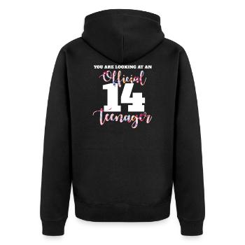 Adolescent 14 ans 2007 14e anniversaire fille femme - Veste à capuche bio Premium Unisexe - noir - Dos - Nico (187cm)
