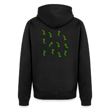 Pluie d'argent cadeau billets de banque - Veste à capuche bio Premium Unisexe - noir - Dos - Nico (187cm)