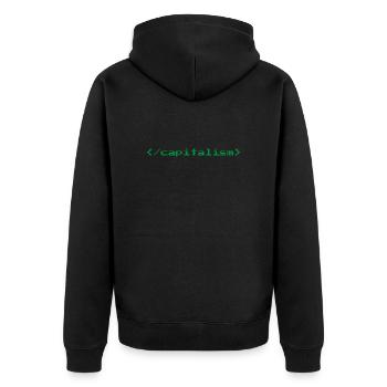 Capitalism Nerd Geek Informatik Kapitalist - Unisex Premium Bio Zip Hoodie - Schwarz - Hinten - Nico (187cm)