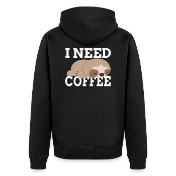 Café paresseux caféine - Veste à capuche bio Premium Unisexe - noir - Dos - Nico (187cm)