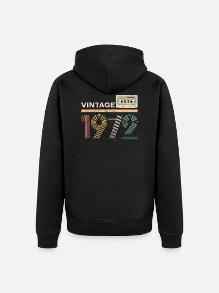 Cassette vintage 1972 - Veste à capuche bio Premium Unisexe - noir