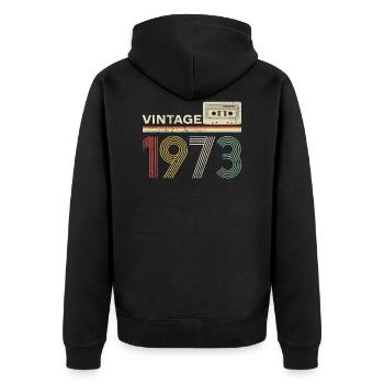50. Geburtstag Vintage 1973 Kassette Retro Pseudo - Unisex Premium Bio Zip Hoodie - Schwarz - Hinten - Nico (187cm)