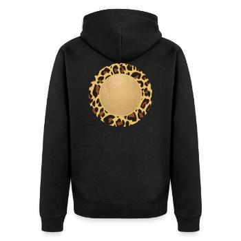 Leopard Motif motif motif cercle cadre nom - Veste à capuche bio Premium Unisexe - noir - Dos - Nico (187cm)