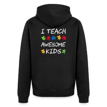 Autism Awareness Shirt - Unisex Premium Organic Zip Hoodie - black - Back - Nico (187cm)