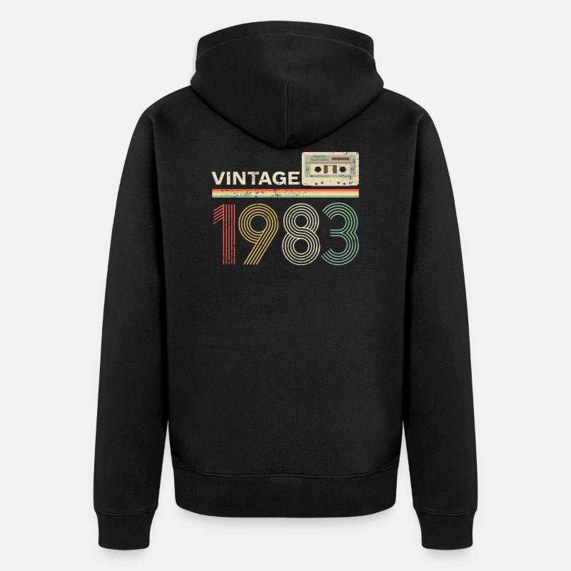 40th Birthday Vintage Cassette 1983 Retro - Veste à capuche bio Premium Unisexe - noir