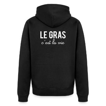Le gras c'est la vie - Veste à capuche bio Premium Unisexe - noir - Dos - Nico (187cm)