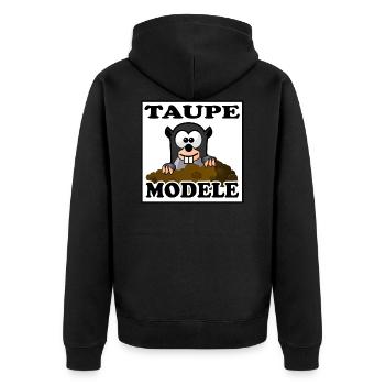 Taupe modèle est un dessin d' animal délirant - Veste à capuche bio Premium Unisexe - noir - Dos - Nico (187cm)