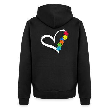 Love Autism Awareness Shirt - Unisex Premium Organic Zip Hoodie - black - Back - Nico (187cm)