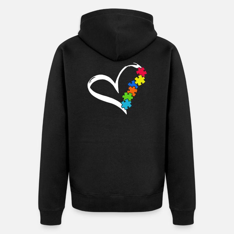 Chemise de sensibilisation à l'autisme de l'amour - Veste à capuche bio Premium Unisexe - noir