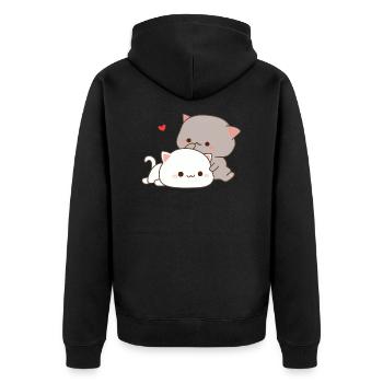 Cute Cat - Unisex Premium Bio Zip Hoodie - Schwarz - Hinten - Nico (187cm)
