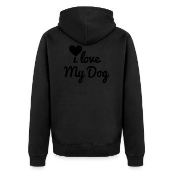 J'aime mon chien - Veste à capuche bio Premium Unisexe - noir - Dos - Nico (187cm)