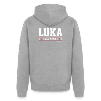 Luka Basket-ball 1 - Veste à capuche bio Premium Unisexe - gris chiné - Dos - Nico (187cm)