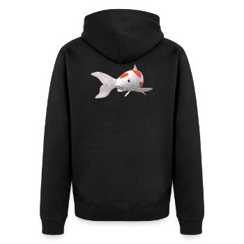 3D Koi - Unisex Premium Organic Zip Hoodie - black - Back - Nico (187cm)