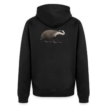 3D Dachs - Unisex Premium Bio Zip Hoodie - Schwarz - Hinten - Nico (187cm)