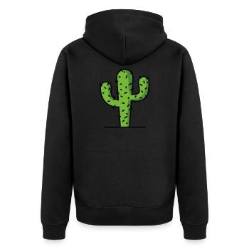 Kaktus - Unisex Premium Bio Zip Hoodie - Schwarz - Hinten - Nico (187cm)