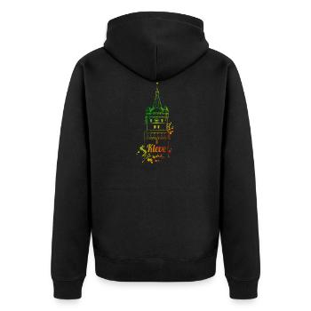 Schwanenburg Turm Kleve 47533 - poisen - Unisex Premium Bio Zip Hoodie - Schwarz - Hinten - Nico (187cm)