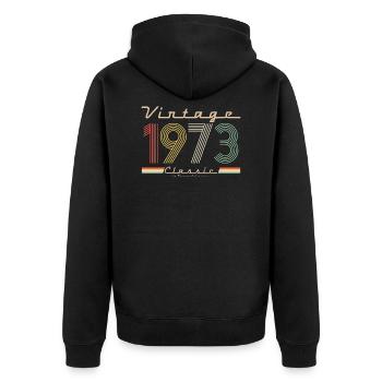50. Geburtstag Vintage Classic 1973 Retro Pseudo - Unisex Premium Bio Zip Hoodie - Schwarz - Hinten - Nico (187cm)