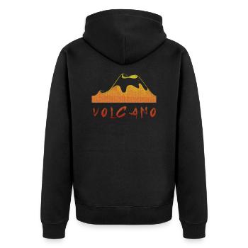 Vulkan - Unisex Premium Bio Zip Hoodie - Schwarz - Hinten - Nico (187cm)