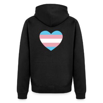 Trans Herz - Unisex Premium Bio Zip Hoodie - Schwarz - Hinten - Nico (187cm)