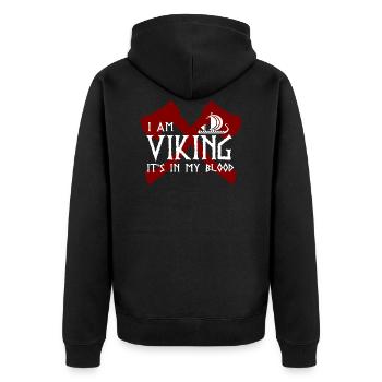 axe viking logo - Unisex Premium Organic Zip Hoodie - black - Back - Nico (187cm)
