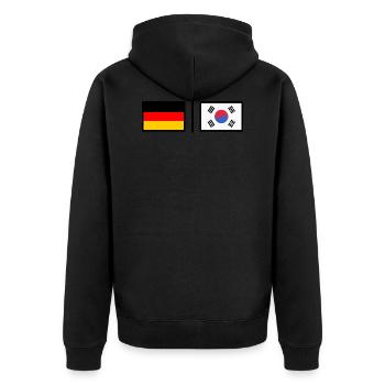 Germany & Korea - Unisex Premium Bio Zip Hoodie - Schwarz - Hinten - Nico (187cm)