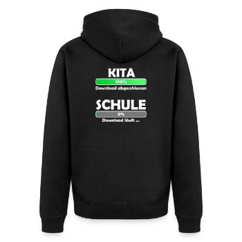 Schule loading - Schulbeginn - Einschulung - Unisex Premium Bio Zip Hoodie - Schwarz - Hinten - Nico (187cm)