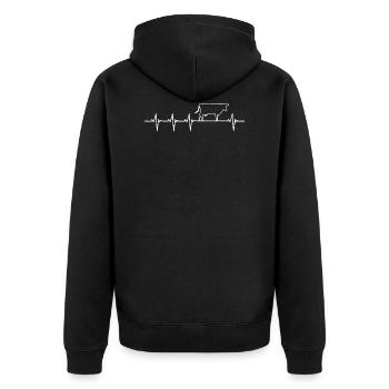 cow heartbeat t-shirts - Unisex Premium Organic Zip Hoodie - black - Back - Nico (187cm)