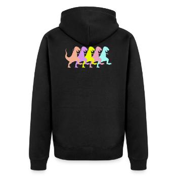 Dinosaurs Dancing Dinos Mob II - Unisex Premium Bio Zip Hoodie - Schwarz - Hinten - Nico (187cm)
