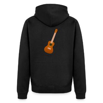 Ukulele Geschenk - Unisex Premium Bio Zip Hoodie - Schwarz - Hinten - Nico (187cm)