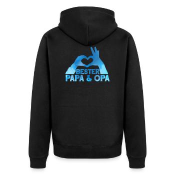 Bester Papa und Opa - Unisex Premium Bio Zip Hoodie - Schwarz - Hinten - Nico (187cm)