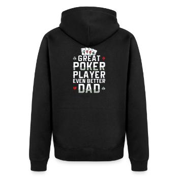 Poker papa Cadeau de cartes de poker pour la fête des pères - Veste à capuche bio Premium Unisexe - noir - Dos - Nico (187cm)
