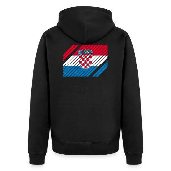 Drapeau national de Croatie - rayé - Veste à capuche bio Premium Unisexe - noir - Dos - Nico (187cm)