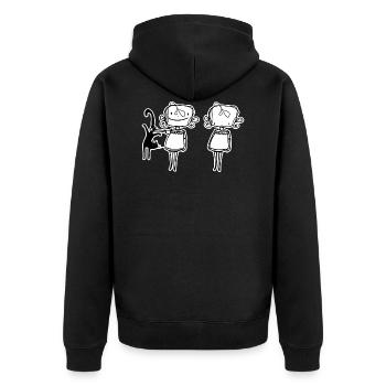 the crumb twins - Unisex Premium Bio Zip Hoodie - Schwarz - Hinten - Nico (187cm)