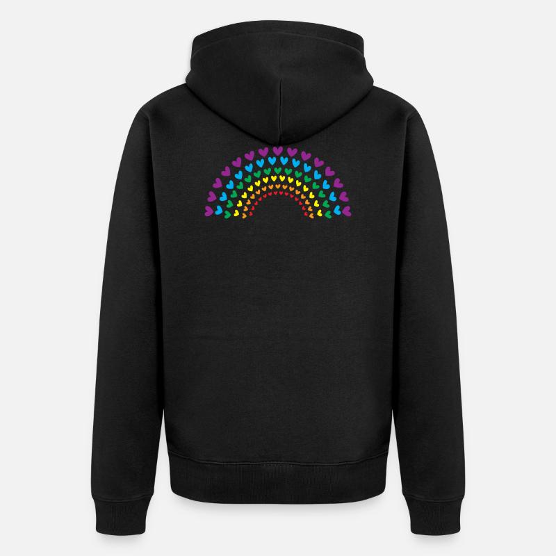Arc-en-ciel de cœurs - Veste à capuche bio Premium Unisexe - noir