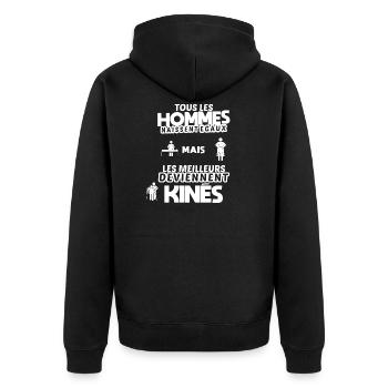 Kiné humour phrase drôle kinésithérapeute - Veste à capuche bio Premium Unisexe - noir - Dos - Nico (187cm)
