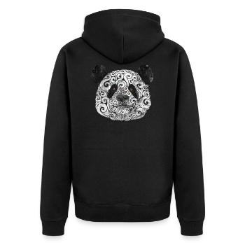 Swirly Panda - Unisex Premium Bio Zip Hoodie - Schwarz - Hinten - Nico (187cm)