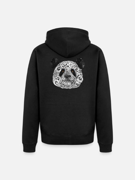 Swirly Panda - Unisex Premium Organic Zip Hoodie - black