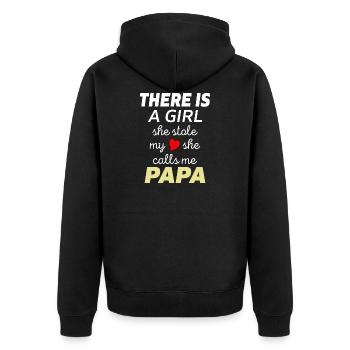 There is a girl she stole my she calls me papa - Unisex Premium Bio Zip Hoodie - Schwarz - Hinten - Nico (187cm)