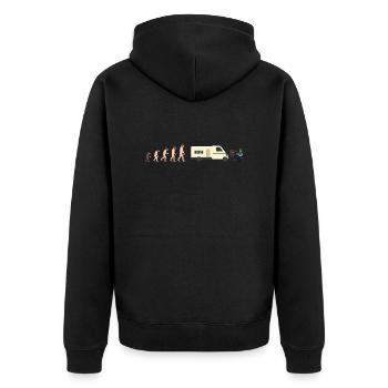 Evolution Camper Sommer Lustige Geschenkidee - Unisex Premium Bio Zip Hoodie - Schwarz - Hinten - Nico (187cm)