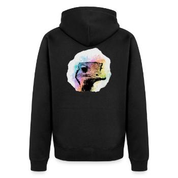 Emu watercolor - Unisex Premium Organic Zip Hoodie - black - Back - Nico (187cm)