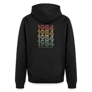 Vintage 1984 pseudo - Unisex Premium Organic Zip Hoodie - black - Back - Nico (187cm)