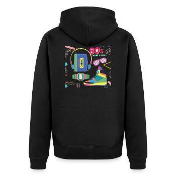 80s Keep Calm Eighties Achtziger - Unisex Premium Bio Zip Hoodie - Schwarz - Hinten - Nico (187cm)