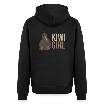 New Zealand Kiwi Girl Partner Look Funny Gift - Unisex Premium Organic Zip Hoodie - black - Back - Nico (187cm)
