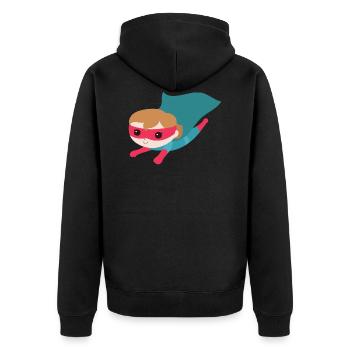Superheld Mädchen - Unisex Premium Bio Zip Hoodie - Schwarz - Hinten - Nico (187cm)