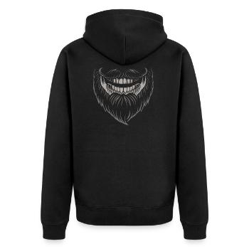 Masculine full beard / Schautzer with a broad laugh - Unisex Premium Organic Zip Hoodie - black - Back - Nico (187cm)