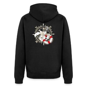 MARINE - Unisex Premium Bio Zip Hoodie - Schwarz - Hinten - Nico (187cm)