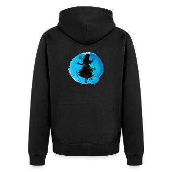 Alice Im Untergrund - - Unisex Premium Bio Zip Hoodie - Schwarz - Hinten - Nico (187cm)