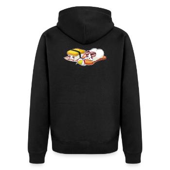 Sushi in der Sonne Lustiges Sushi Geschenk - Unisex Premium Bio Zip Hoodie - Schwarz - Hinten - Nico (187cm)